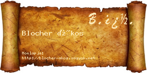 Blocher Ákos névjegykártya
